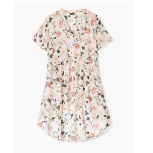 Torrid Chiffon Hi Lo Babydoll Tunic Pink Floral 2X